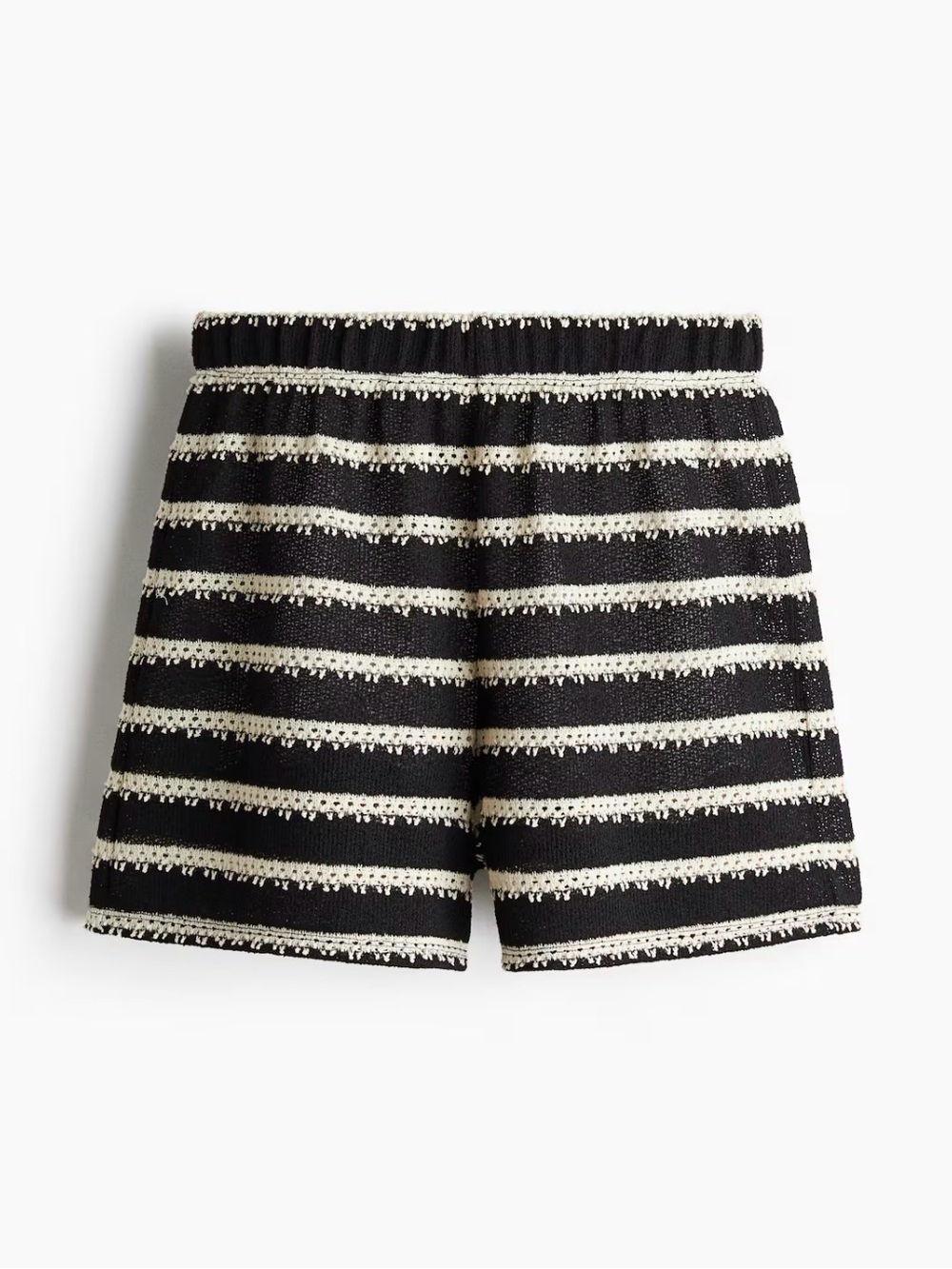 H&M Black and Cream High Waist Striped Shorts